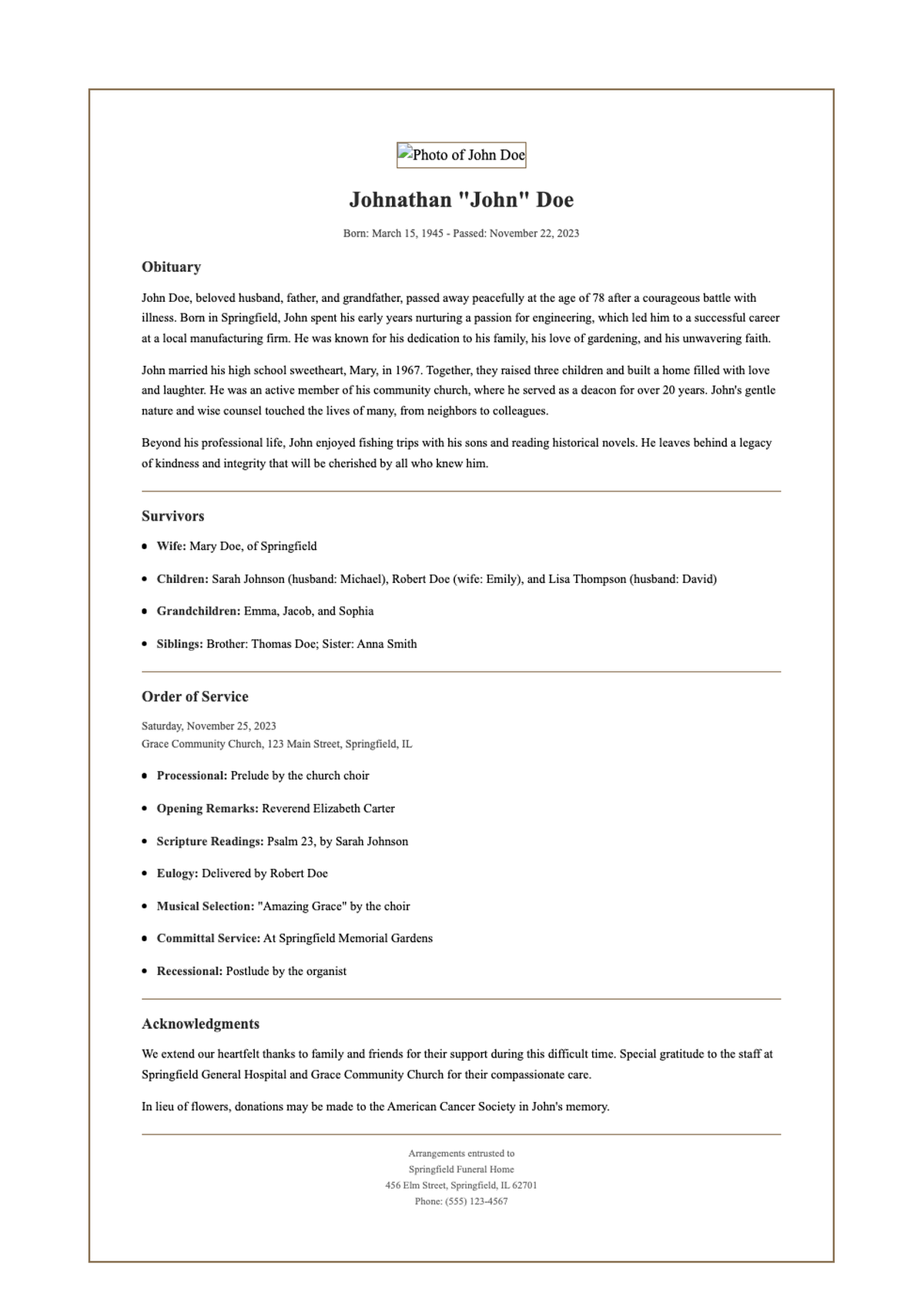 Funeral program with obituary and order of service details_variant_1